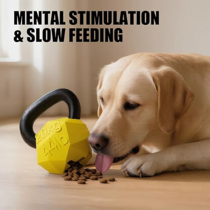 MECOOL Indestructible Dog Toy for Aggressive Chewers - Heavy Duty Chew Ring with Durable Nylon and Treat Dispenser Rubber Base, Interactive Food Puzzle Dog Chew Toy,Large Yellow - size: L Yellow