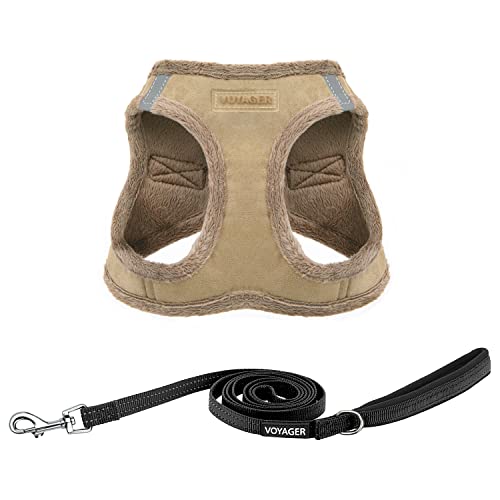 Best Pet Supplies Voyager Step-in Plush Dog Harness - Soft, Step in Vest Harness and Reflective Dog 5 ft Leash Combo with Neoprene Handle for Small and Medium Dogs, Latte Suede, XS - color: Harness Leash Set (Latte Suede), size: XS (Chest: 13 - 14.5")