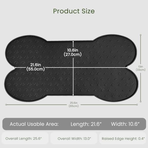 PWTAA Dog Food Mat Anti-Slip Silicone Dog Bowl Mat Thicker Pet Placemat Waterproof Cat Feeder Pad with Raised Edge Puppy Kitten Feeding Mats Suitable Small Medium-Sized Dogs Cats Eating Tray - 2PCS - color: Black, size: 25.6" x 13"-2PCS