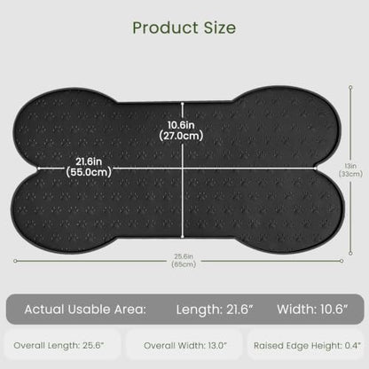 PWTAA Dog Food Mat Anti-Slip Silicone Dog Bowl Mat Thicker Pet Placemat Waterproof Cat Feeder Pad with Raised Edge Puppy Kitten Feeding Mats Suitable Small Medium-Sized Dogs Cats Eating Tray - 2PCS - color: Black, size: 25.6" x 13"-2PCS