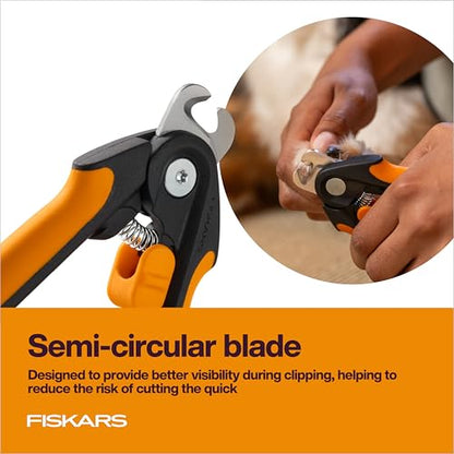 Fiskars Pet Large Nail Clippers, Cat and Dog Nail Trimmers for Grooming, Pet Supplies with Semi-Circular Blade & SoftGrip Handle with Safety Lock, 5.75”, Orange/Black - size: Large