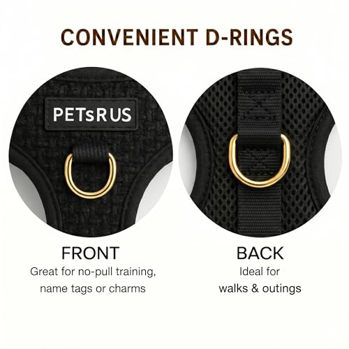 Premium No-Pull Dog Harness Soft Neoprene & Breathable Mesh Vest with Front & Back Clip D-Rings Adjustable Lightweight Walking Harness for Puppies, Small & Medium Dogs (Black Boucle, S) - color: Black Boucle, size: S: Neck=13.8-17.3''/Chest=16.1-21.3''