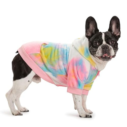 French Bulldog Clothes Dog Hoodie Sweatshirts with Pockets for Small Dogs Puppy Chihuahua Coat Clothing Pet Cat Hoodie Fleece Dog Sweaters Costume - color: Pink+White, size: XL