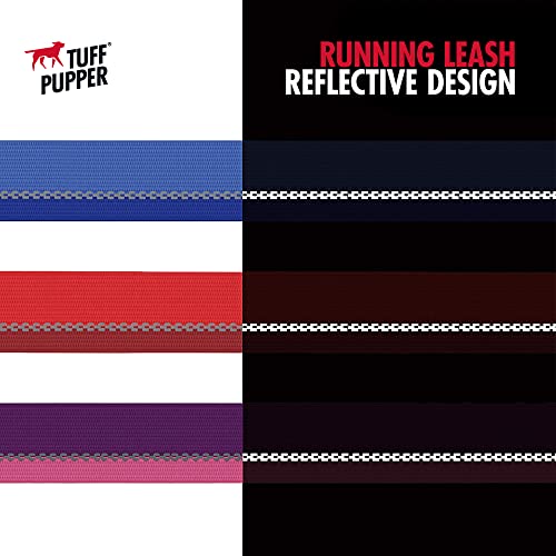 Tuff Pupper Hands Free Bungee Dog Leash | Lightweight for Running Jogging Walking | Adjustable Padded Waist Belt (24-50 inch) | Bungee Stretch 3 to 6 Feet | Strong Ballistic Nylon w/Reflective Strips - color: Blazing Blue