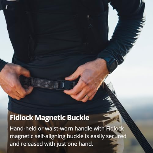 Ruffwear, Ridgeline Dog Leash, Reflective Webbing, Hands-Free/Hand-Held, Fidlock Magnetic Buckle, Swivel Auto-Locking Talon Clip, Padded Handle with Accessory Loop, Adjustable 4-6.5 ft, Obsidian Black