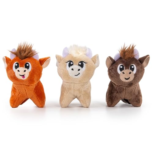 Outward Hound Squeakin’ Cows Dog Toy, Plush Highland Cow with Squeaker, Hide-A-Cow Replacement, Puppies & Small Dogs, 4.3”, 3-Pack - color: Cows (3-pack)