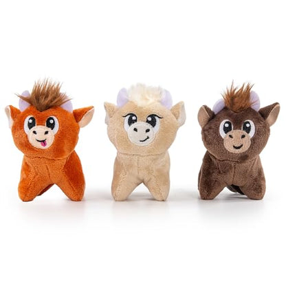 Outward Hound Squeakin’ Cows Dog Toy, Plush Highland Cow with Squeaker, Hide-A-Cow Replacement, Puppies & Small Dogs, 4.3”, 3-Pack - color: Cows (3-pack)