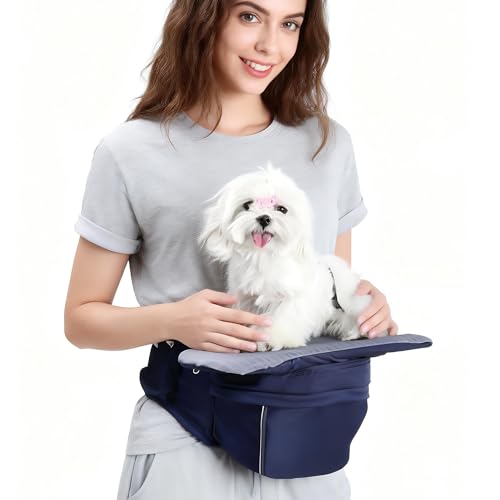Dog Waist Stool - Multifunctional Pet Carrier Harness, Ideal for Daily Walks, Travel and Vet Visits, Keeps Your Hands Free for Cat and Dog Carrier with Safety Leash (Suitable for Small Dogs and Cats) - color: Blue