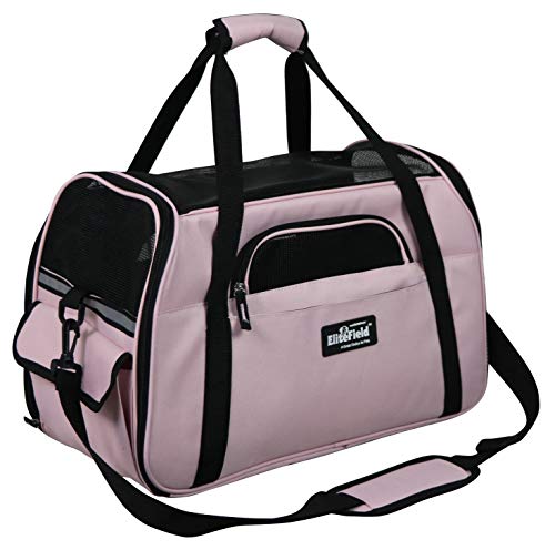EliteField Soft Sided Pet Carrier (3 Year Warranty, Airline Approved), Multiple Sizes and Colors Available (Medium: 17" L x 9" W x 12" H, Pink) - color: Pink, size: 17.0"L x 9.0"W x 12.0"H