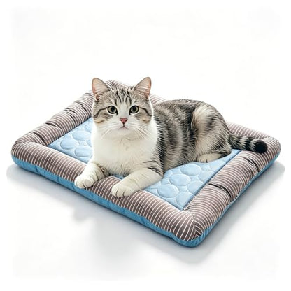 RPGT Summer Pet Self Cooling Pad Washable Sleeping Blanket- No Need to Freeze Or Refrigerate 13.4"x 17.7" Kennel Mat for Small Medium Dog and Adult Cat - size: Small