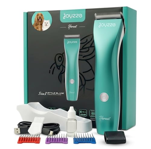 Hornet 5-in-1 Professional Pet Grooming Clipper for Dogs & Cats, Low Noise, Precision Trimmer for Trimming, Shaping & Styling - color: Teal
