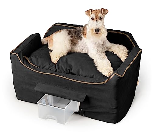 Snoozer Luxury Lookout Pet Car Seat, Large Luxury II, Black with Herringbone - color: Black with Herringbone, size: Large