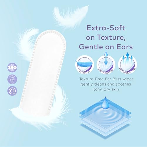ARCA PET Dog Ear Cleaner Wipes - Vet Formulated Cleanser for Dogs - Ear Itching, Dissolves Wax, Dirt & Odor with Coconut Oil & Aloe Vera (50 Finger Wipes)