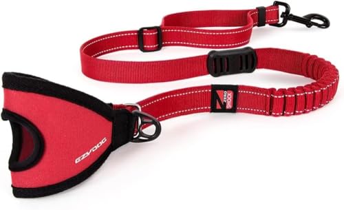 EzyDog Handy 48 Bungee Dog Leash - The Best Hands-Free Running Leash Training Lead with Superior Control and Reflective Stitching - Zero Shock Shock-Absorbing Technology (Adjustable 36” - 48”, Red) - color: Red