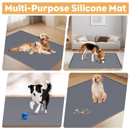 51" x26" Pee Pad Holder for Dogs Lanstics Puppy Pad Holder Silicone Pee Tray for Dog Training Floor Protection Raised Edge Dog Potty Tray, No Pee Pads(Grey) - color: 51" X26" Grey