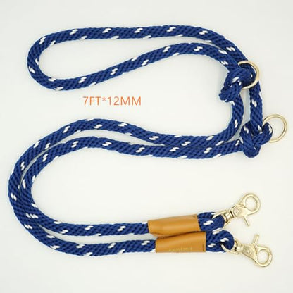7FT Hands Free Dog Leash, Waist Dog Leash for Walking Running - color: Navy blue/ white