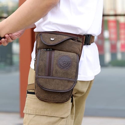 Canvas Drop Leg Bag Outdoor Waist Pack for Men Women Tactical Military Motorcycle Bike Cycling Multi-Pocket Waist Fanny Pouch Travel Hiking Climbing Thigh Bag Pocket - color: Brown