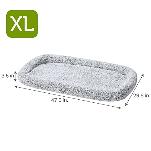 Friends Forever Bolster Dog Crate Mat 48 Inch, Washable Dog Crate Bed, Sherpa Fleece, Nova Grey - color: Nova Grey, size: 47.5"L x 29.5"W x 3.5"H, style: Crate Mat w/ Bolster