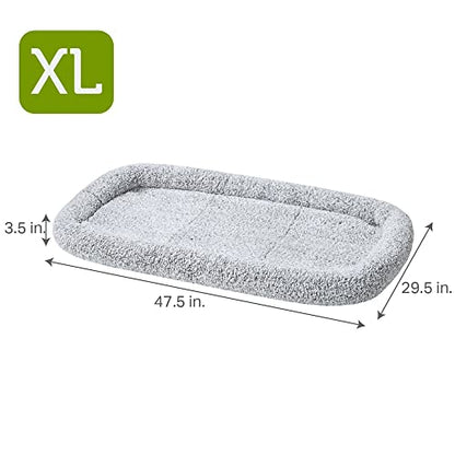 Friends Forever Bolster Dog Crate Mat 48 Inch, Washable Dog Crate Bed, Sherpa Fleece, Nova Grey - color: Nova Grey, size: 47.5"L x 29.5"W x 3.5"H, style: Crate Mat w/ Bolster