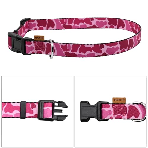 Dog Collar, Cute Camouflage Pattern, Soft and Adjustable Collar with Quick Release Buckle (S (Neck 11-18", Width 5/8")), Camouflage Pink - color: Camouflage Pink, size: S (Neck 11-18", Width 5/8")