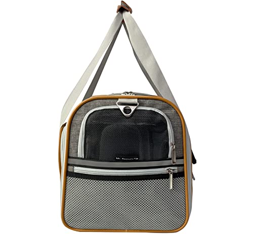 Mr. Peanut's Expandable Airline Approved Soft Sided Pet Carrier, Luxury Travel Tote with Premium Auto Self Locking Zippers, Plush Faux Fleece Bedding with Sturdy Plywood Base, 18LX10.5WX11 H