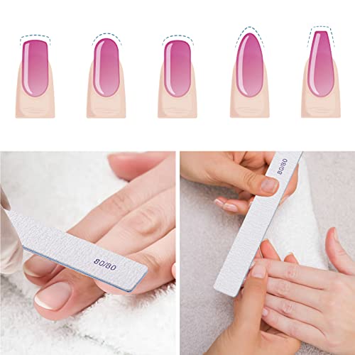 BTYMS 80/80 Grit Nail File - Professional Double-Sided Coarse Emery Boards for Shaping Acrylic & Gel Nails - size: 80/80 Grit(25 Count)