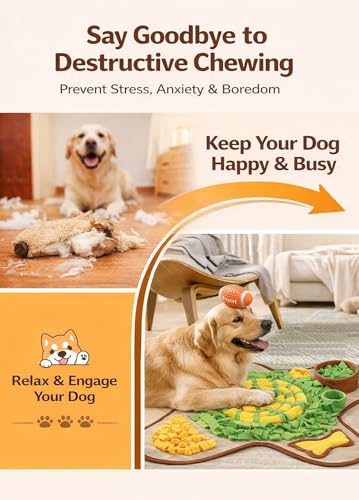HOPET Snuffle Mat for Dogs Large Breed, 28.3''x28.3'' Interactive Puzzle Dog Food Mat, Easy to Clean, Durable, Mental Stimulation & Slow Feeding Game for All Breeds