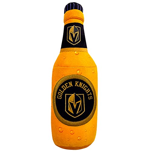 Pets First NHL Las Vegas Golden Knights Beer Bottle Plush Dog & Cat Toy- Cutest Stadium SODA Bottle Snack Plush Toy for Dogs & Cats with Inner Squeaker & Beautiful Hockey Team/Logo - color: Las Vegas Golden Knights, style: NHL Beer Bottle Toy