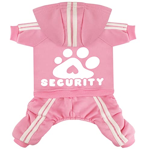 Dog Hoodie Security Clothes 4 Legs Jumpsuit Sweatshirt Hoodies Soft & Warm Dog Outfit Pullover Dog Winter Clothes Sweater for Small Medium Large Dogs Cats (Pink, XX-Small) - color: Pink, size: XX-Small