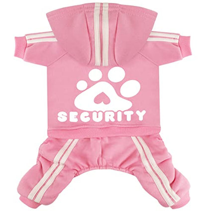 Dog Hoodie Security Clothes 4 Legs Jumpsuit Sweatshirt Hoodies Soft & Warm Dog Outfit Pullover Dog Winter Clothes Sweater for Small Medium Large Dogs Cats (Pink, X-Small) - color: Pink, size: X-Small