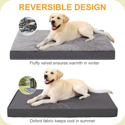 KSIIA Orthopedic Dog Crate Bed - Waterproof, Washable Dog Bed with Egg Crate Foam & Removable Cover, 35 x 22 Inch, Dark Gray - color: Dark Grey, size: 35.0"L x 22.0"W x 3.0"Th