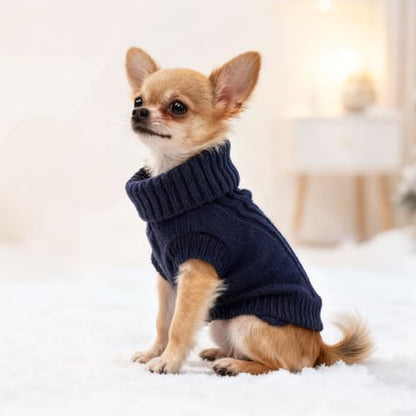 Dog Sweaters for Small Dogs Male Puppy Sweater Fall Winter Dog Knitted Sweaters Warm Puppy Clothes Sweater Pet Knitwear Tiny Dog Clothes (Navy Blue, Small) - color: Navy Blue, size: Small