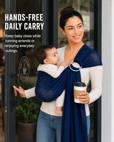 Breathable Mesh Ring Sling Baby Carrier for Infant and Toddler, Lightweight Quick Dry Baby Wrap Carrier for Warm Weather, Travel, Outdoor Walks and Daily Use, Blue - color: Blue