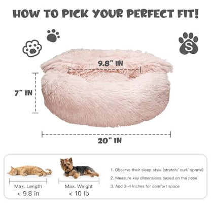 Himax Dog Beds for Small Dogs, Donut Dogs Beds with Blanket Attached, Calming Dog Bed Washable (20"/26"/35") Beige - color: Beige, size: 20.0"L x 20.0"W x 7.0"Th