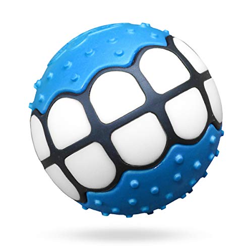 Dog Balls Toys Squeaky Fetch - Rubber Funny Ball Gifts for Large Medium Dogs (Blue White) - color: Blue White