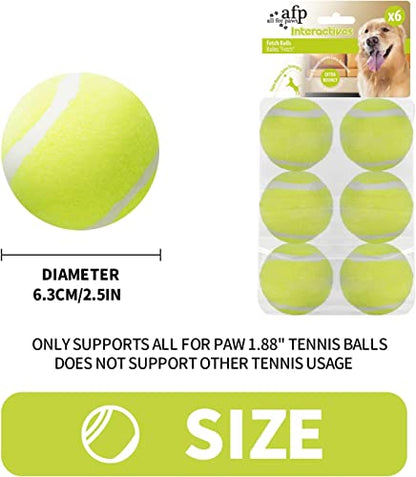 ALL FOR PAWS Automatic Ball Launcher for Dogs Interactive Puppy Pet Ball Outdoor Thrower Fetch Machine, 6 Balls Included (2.5 inch) + Six Tennis Balls Bundle