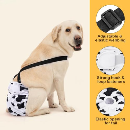 3 Pack Avont Washable Female Dog Diaper with Suspender, Reusable Girl Doggie Diapers for Small Medium Large Doggy in Heat Cycle Period Incontinence - color: Green/White/Purple…, size: M