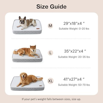 ZOMISIA Breathable Orthopedic Dog Bed for Medium Dog, Reversible Warm & Cooling Dog Bed Mattress for All Season, 4" Thick Honeycomb Supportive Pet Bed with Detachable Non-Slip Bottom, Waterproof Cover - size: Medium