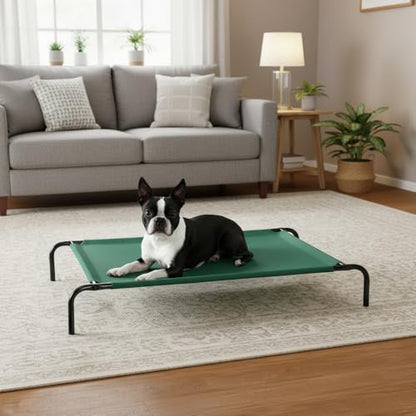 Amazon Basics Cooling Breathable Elevated Dog Bed with Metal Frame for Large Dogs, 51" x 31" x 8", Green, Easy to Assemble - color: Green, size: Large