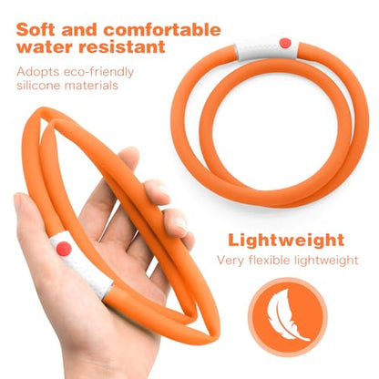 HIGO LED Dog Collar, Rechargeable Light Up Dog Collars, Lightweight Silicone Pet Safety Collar Lights for Night Walking (Orange-Silicone) - color: Orange-Silicone
