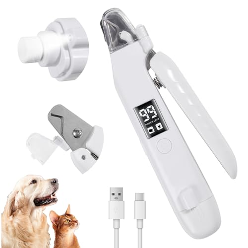 2-in-1Dog Nail Clippers & Dog Nail Grinder,Dog Nail Trimmers with LED Lights,USB Rechargeable,Quick Sensor and Splash Guard,Cat Nail Clippers Trimmers for Small,Medium,and Large Dogs & Cats