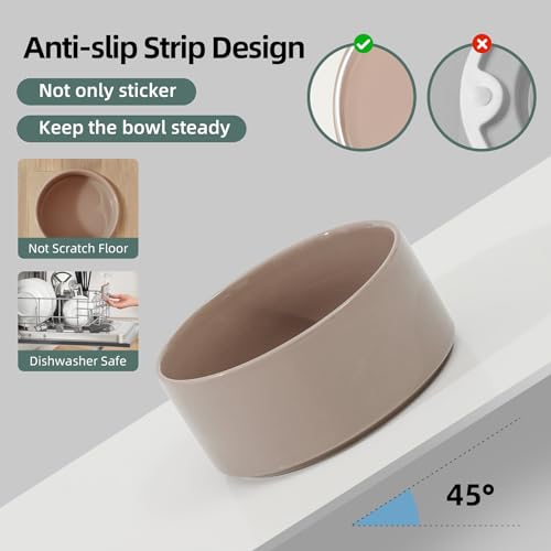 Havniva 8.3inch Ceramic Dog Bowls Dog Food Bowl for Large Breed Dog Food and Water Bowl Non-Slip Dog Dish Large Capacity Feeding Pet Water Bowl - color: 1 Bowl - Brown Coffee, size: 8.3inch
