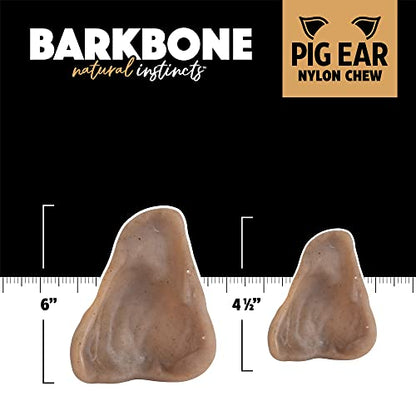 Pet Qwerks Pigs Ear BarkBone - Nylon Dog Bone for Aggressive Chewers - Bacon Flavor - 6" (Pack of 3) - size: 1 Count (Pack of 3)