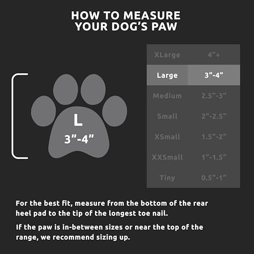PawZ Rubber Dog Boots for Large Paws - All-Weather Waterproof Dog Shoes, Anti-Slip Traction for Rain, Snow, Mud & Hot Pavement - Pull-On Dog Booties, Black - Large (3"- 4") - Pack of 12 - size: L