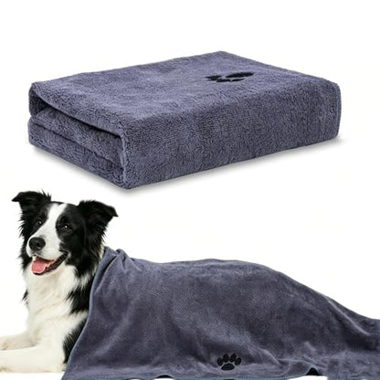 1Pack Microfiber Dog Towels for Drying Dogs,23.6'' X 11.9'', Super Absorbent and Soft Pet Grooming Towel, Perfect Shower & Bath Supplies for Dogs(Grey)