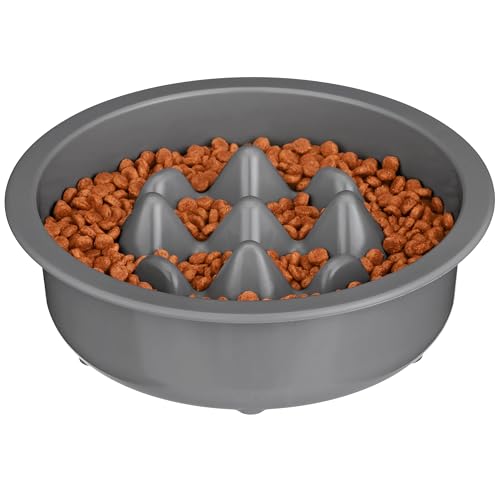 The Niner Slow Feed Bowl - Raised Peaks Slow Down Pets Eating - Fits Elevated Feeders Including Neater Feeder Large Sizes - Gentle on Teeth and Gums - Holds up to 2 Cups (Gunmetal Grey) - color: Gunmetal Grey
