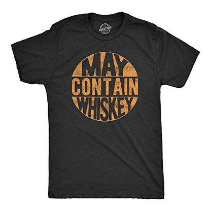 Funny Mens Shirts Sarcastic Tees with Funny Sayings and Cool Designs for Guys - color: Heather Black - Contain Whiskey, size: X-Large