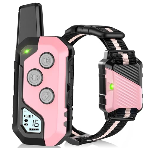 Shock Collar for Dogs, IP67 Waterproof Dog Training Collar with Remote, 3 Training Modes with Beep, Vibration, and Safe Static, Rechargeable E Collar for Large Medium - color: Pink, size: 1 Pack