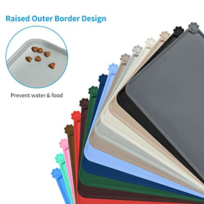 AUDWUD Silicone Waterproof Pet Feeding Mats,Anti Slip Bowl Pad, Dog Mat for Food and Water - color: Mist, size: 18.5" x 11.5"