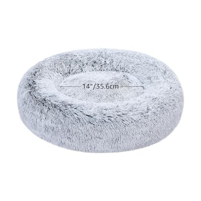 Amazon Basics Washable Donut Pet Bolster Faux Fur Bed with Removable Cover, Anti-Slip Bottom for Dog, Grey, 23" x 23" - color: Grey, size: 23" x 23"